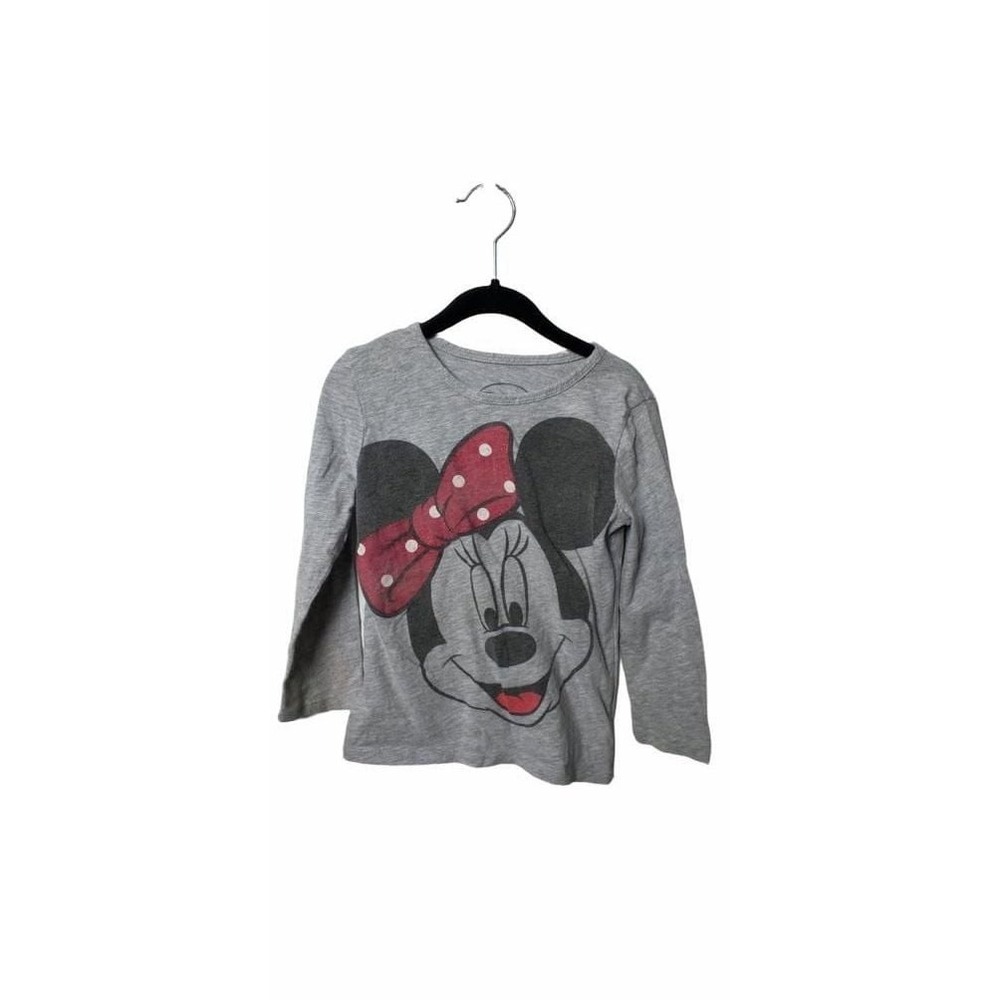 Disney Minnie Mouse Gray Long Sleeve Graphic T-Shirt Girls Size 4_K45